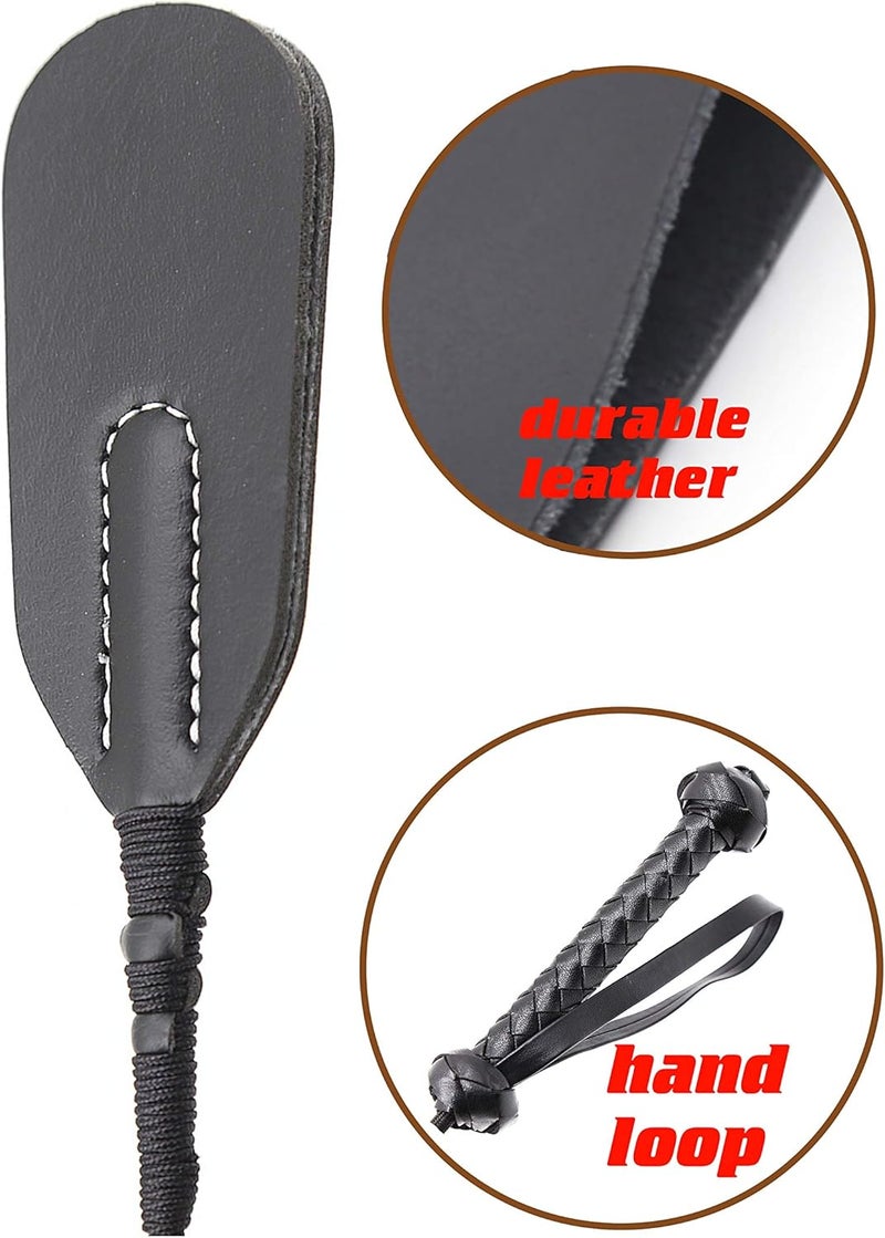 RIDIN Leather Crop 18" Faux Leather Whip 33" Equestrian Set - Leather Horse Riding Set - Horse Training Whip Play - Image 4